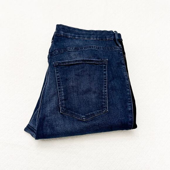 Good American Good Waist Crop Dark Wash Denim Jeans Tuxedo Stripe Size 18 - Picture 1 of 8